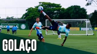 TV Palmeiras: Kevin faz golaço de bicicleta em treino do Sub-20; assista