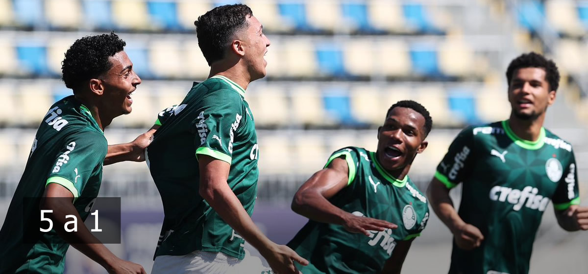 Palmeiras goleia o Corinthians no jogo de ida da semifinal do Brasileirão Sub-20