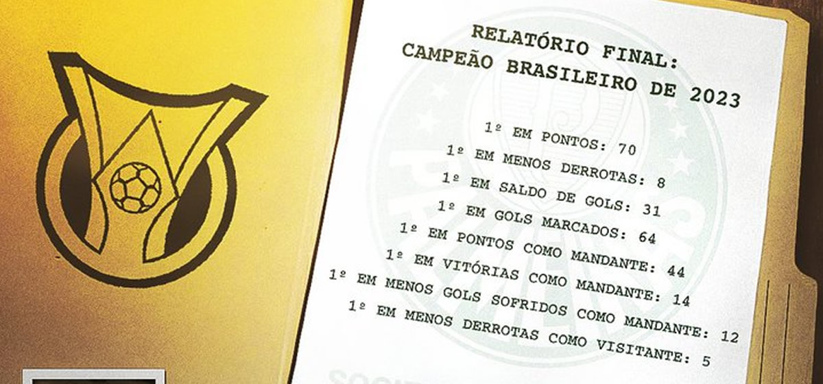 Com números da campanha do título, Palmeiras ironiza relatório do Botafogo