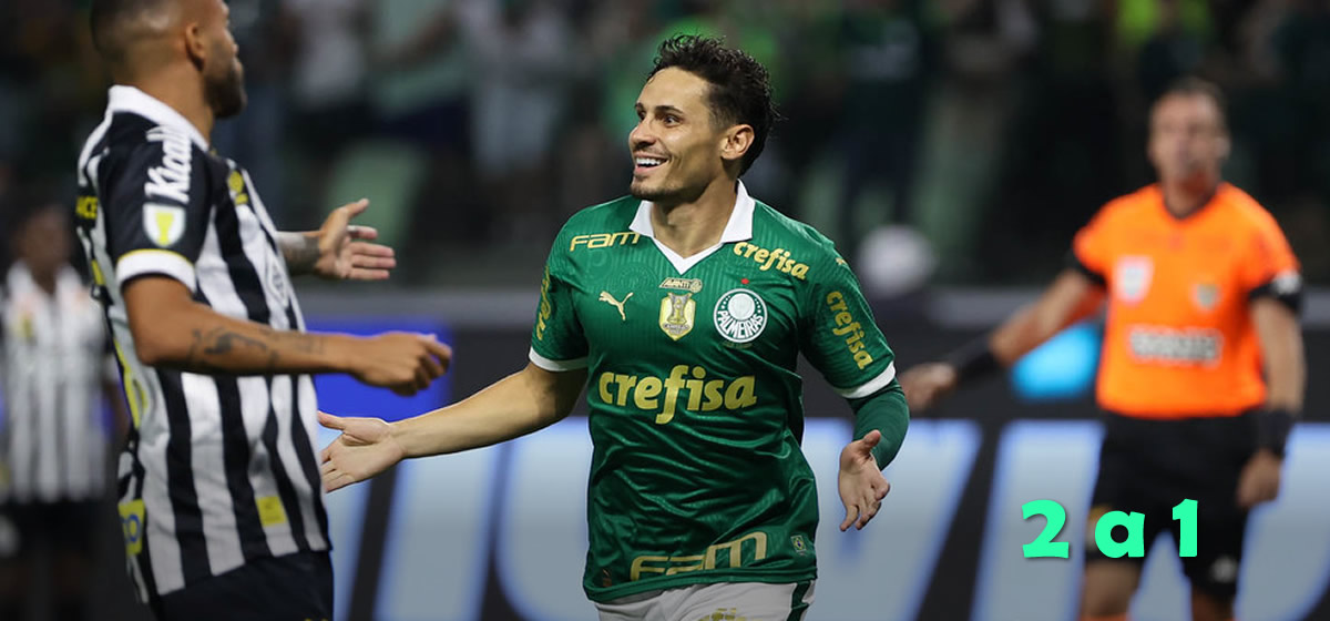 Palmeiras vence o Santos com gols de Raphael Veiga e López