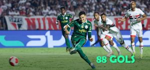 Raphael Veiga iguala Dudu como maior artilheiro do Palmeiras no século