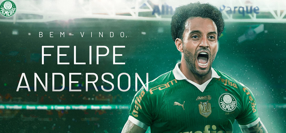 Palmeiras anuncia contratação de Felipe Anderson