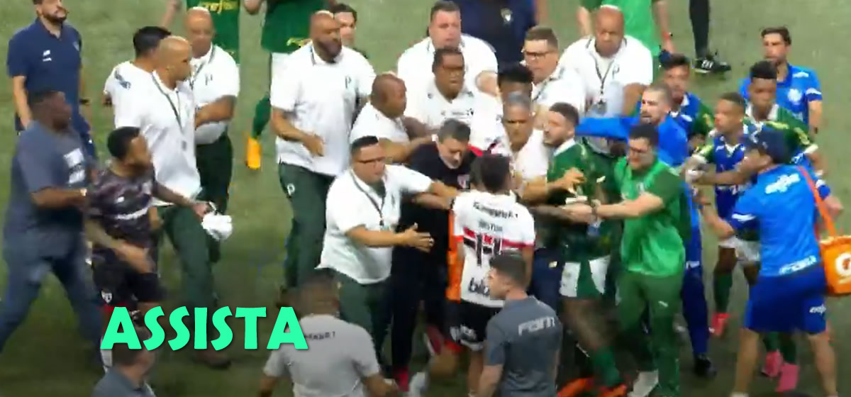 O pau quebrou! Vídeos mostram confusão no final de Palmeiras x São Paulo