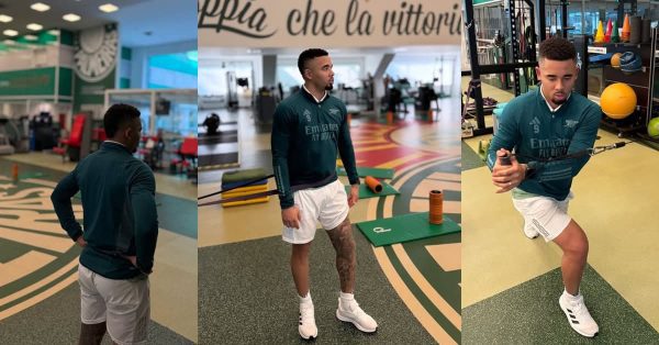 Gabriel Jesus publica fotos treinando na Academia de Futebol do Palmeiras