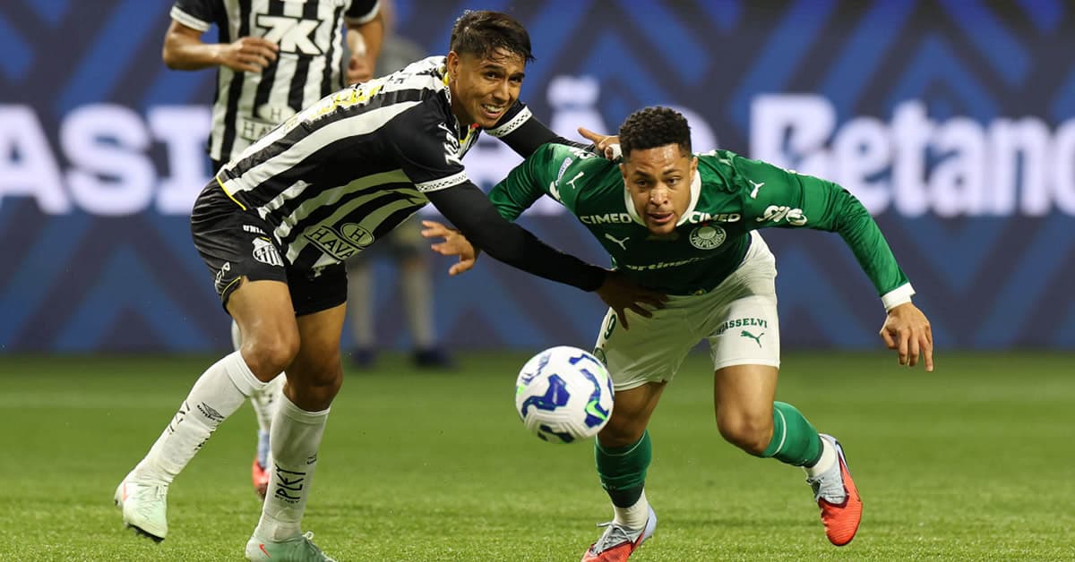 Vitor Roque decide, Palmeiras vence o Santos e abre vantagem na liderança do Brasileirão